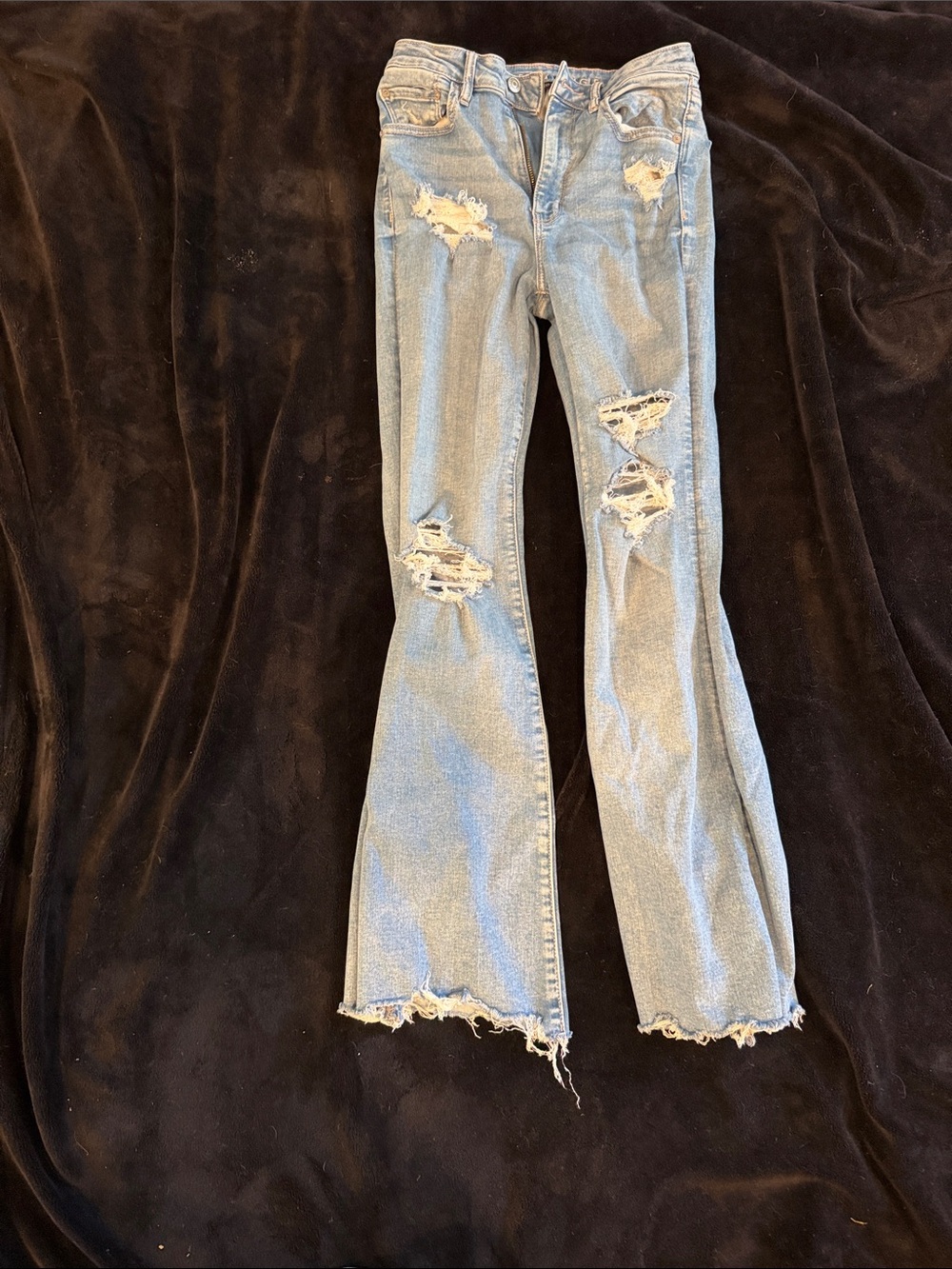 American Eagle Outfitters Light Wash Distressed Flare Jeans